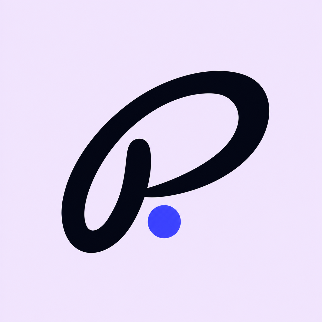 Pascal’s original flowing black P and blue dot