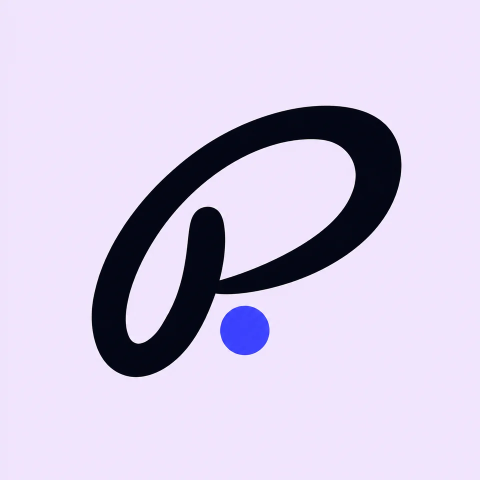 Pascal’s original flowing black P and blue dot